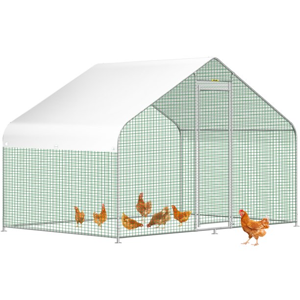 BENTISM Large Metal Chicken Coop Hen Run House Spire Walkin Cage 6.5x9