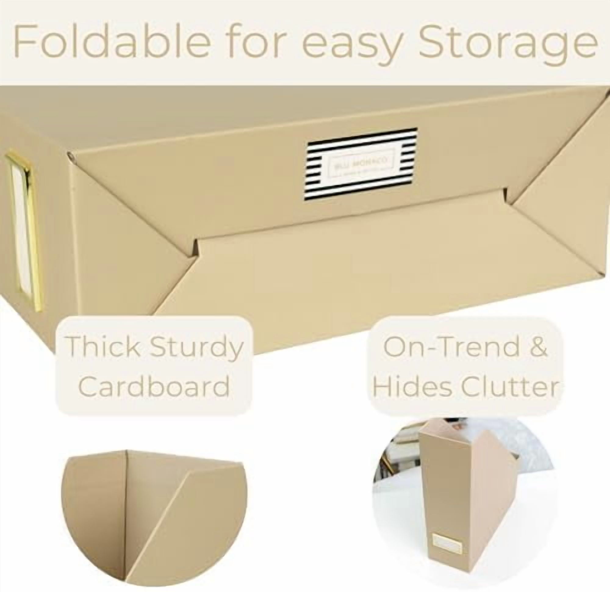 | Set of 6 Foldable Taupe Magazine File Holders with Label Holders | Vertical File Organizer & File Storage Boxes for Desk, Shelves & Home Office
