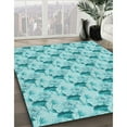 thumbnail image 3 of Ahgly Company Machine Washable Indoor Round Transitional Tron Blue Area Rugs, 7' Round, 3 of 7