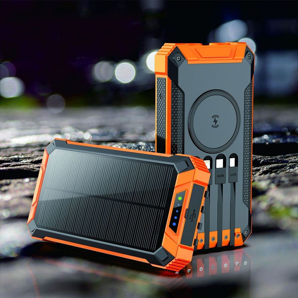 JRD Solar Wireless Power Bank 20000mAh with LED Flashlight Portable Phone Charger