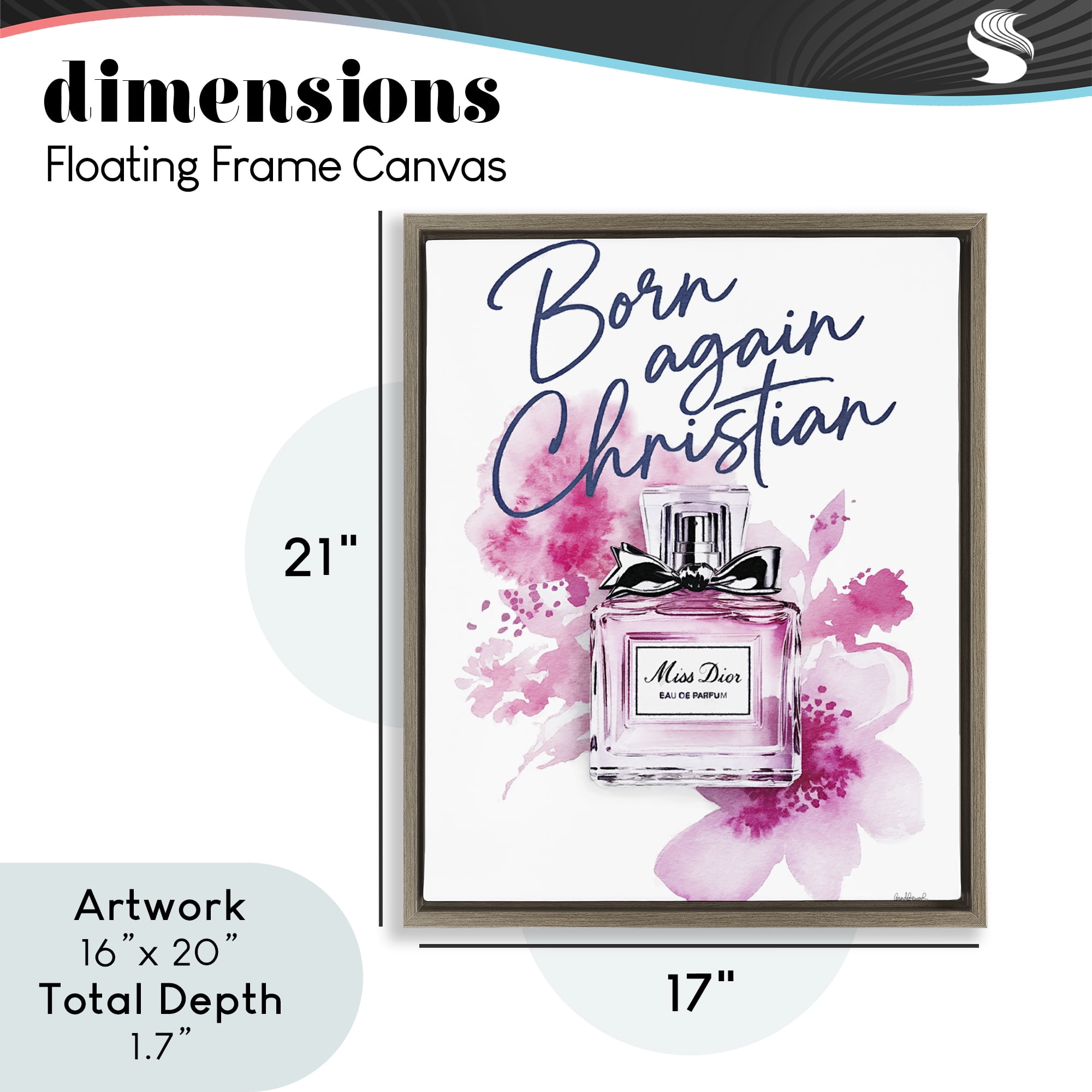 Born Again Christian with Fragrance Brown Framed Floater Canvas Wall Art, design by Amanda Greenwood