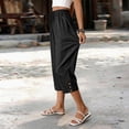 thumbnail image 6 of Capris for Women with Pockets Petite Pants Drawstring Casual Pull on Palazzo Trousers with Pockets Loose High Waisted Wide Leg Lounge Pants Dark Gray XL, 6 of 7