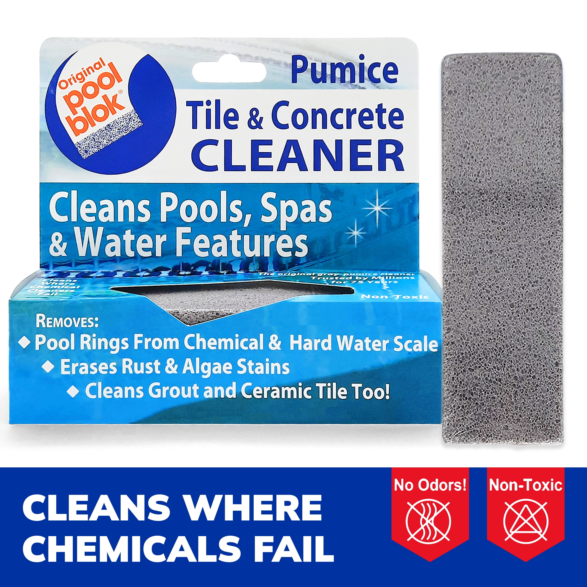 (4 pack) Pumie Pool Blok Tile & Concrete Cleaner Bar, Swimming Pool Stain Remover, 1 Count