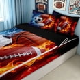 thumbnail image 3 of meiyoeat Fire Sports Balls Zipper Twin Comforter Sets with Fitted Sheet and 2 Pillowcases for Kids Boys, Ice Lightning Zipper Bedding Set for Bedroom, Red Blue, Black ReversibleB, 3 of 6