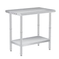 thumbnail image 1 of Ourlova 36x24 Inch Stainless Steel Work Table with Hooks for Prep and Work Commercial Stainless Steel Kitchen Island with Adjustable Undershelf for Restaurant Home and Hotel, 1 of 9