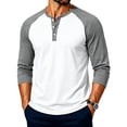 thumbnail image 2 of IAJDKMEK Men's Henley Shirts - Long Sleeve Color Block Raglan Casual Top with Soft Fabric for Daily Style,Light Gray L, 2 of 7