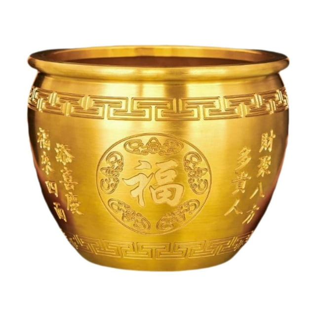 Cuenco de latón con forma de cuenco de tesoro, decoración Feng Shui, centro de mesa, figura para oficina 2.95 pulgadas1.97 pulgadas