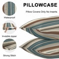 thumbnail image 5 of Turquoise Beige Striped Throw Pillow Covers 20x20 Inch Set of 2, Modern Farmhouse Vertical Stripes Waterproof Outdoor Pillow Covers, Decorative Cushion Pillowcases for Couch, Sofa, Bed, Garden, Patio, 5 of 9