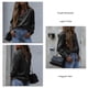 thumbnail image 5 of Camisas con cuello de solapa para mujer Blusa de un solo pecho de color puro Camisas con dobladillo irregular de manga larga Negro S, 5 of 6