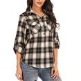 thumbnail image 6 of DondPO Long Sleeve Shirts Dress Shirts for Women Plaid Shirts For Women Long Sleeve Button Down Christmas Fall Jacket Womens Tops Flannel Shirt Brown XXL, 6 of 7