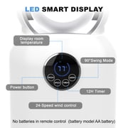 Advwin 35 Bladeless Tower Fan with Remote, 26ft/s Standing Floor Fan, 90° Oscillation, 24 Speeds, 12H Timer, Quiet Cooling Air Circulator for Bedroom, White+Silver