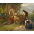 thumbnail image 2 of Xaver Schwegler 14x12 Black Ornate Wood Framed Double Matted Museum Art Print Titled: The Landscapist, 2 of 5