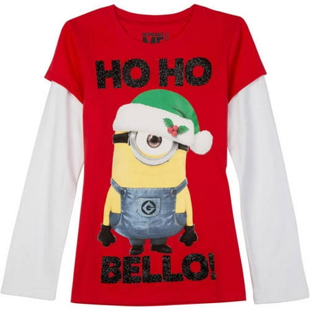 UPC 888823694558 product image for Girl Ho Ho Bello Minion Carl Holiday T-Shirt Christmas Tee | upcitemdb.com