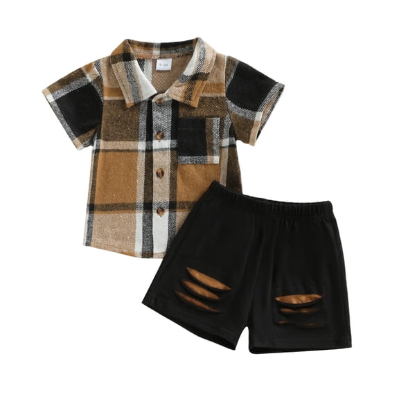 Akiihool Summer Clothes Toddler Boy Baby Boy Summer Outfit Striped T-shirt Toddler Boy Summer Clothes 6 12 18 Months 2 3 4 5 T Kids Boy Short Set(Black,9-12 Months)