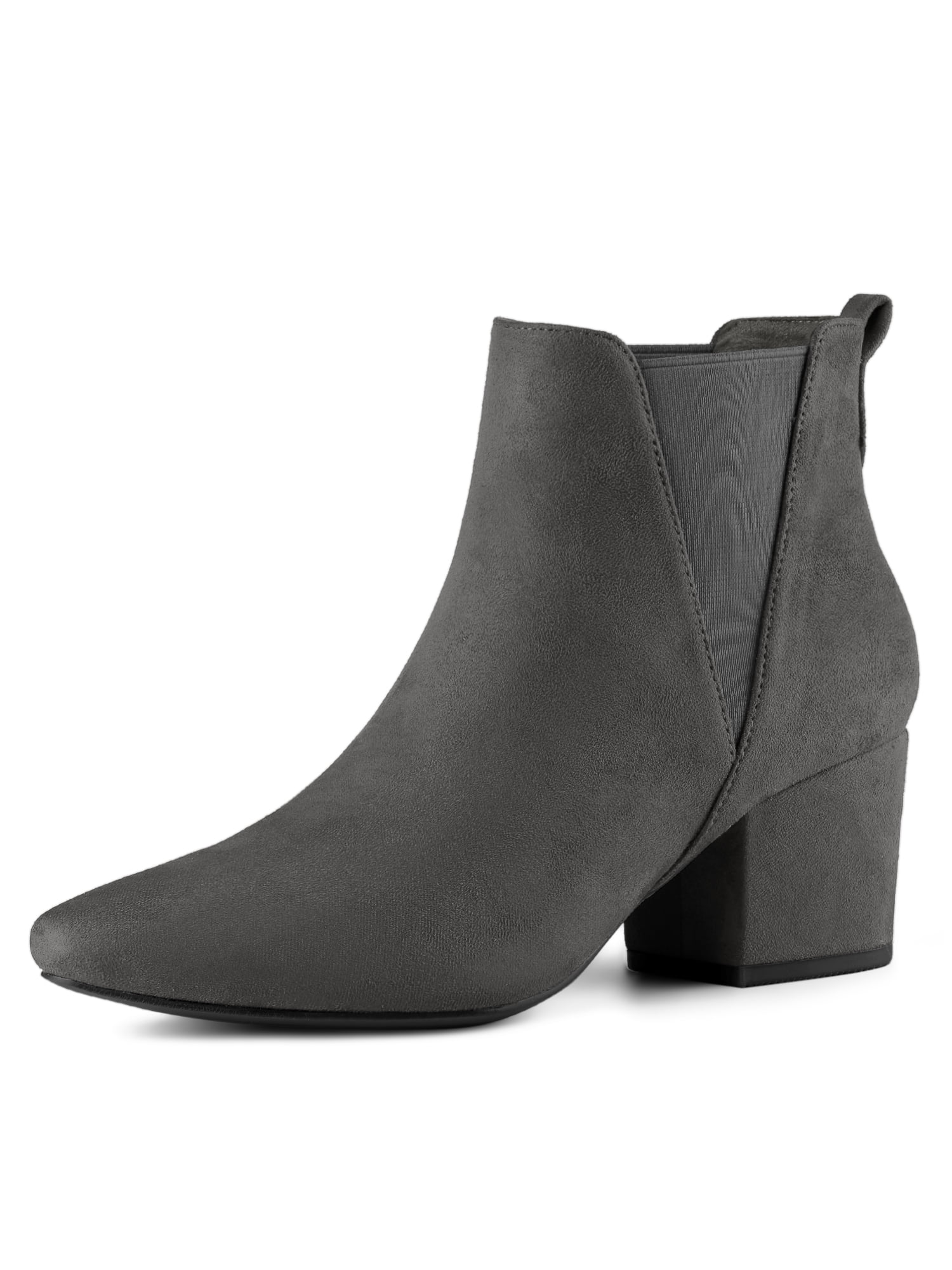 Ladies BLACK Faux Suede & Patent Pull On Chelsea Boots Boxed Sizes 3-8 x 