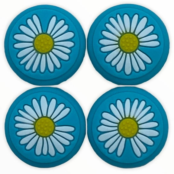 JenDore Blue Flowers 4Pcs Silicone Thumb Grip Caps for Nintendo Switch