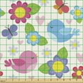 thumbnail image 2 of Animal Sofa Upholstery Fabric by the Yard, Blue and Pink Birds Butterflies Hearts Flowers Nature Theme Cheery Pattern, Decorative Fabric for DIY and Home Accents, Multicolor by Ambesonne, 2 of 5