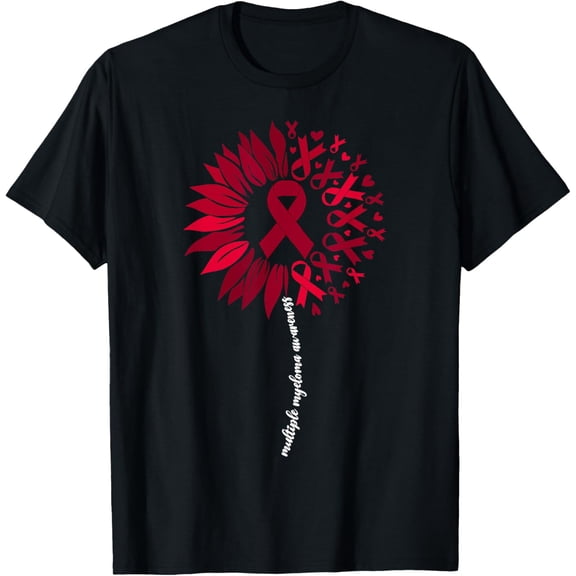 t-shirt Multiple Myeloma Awareness For Women Burgundy Cancer Ribbon T-Shirt mens，black，women，funny，journey，Crew Neck, Short Sleeve,printing