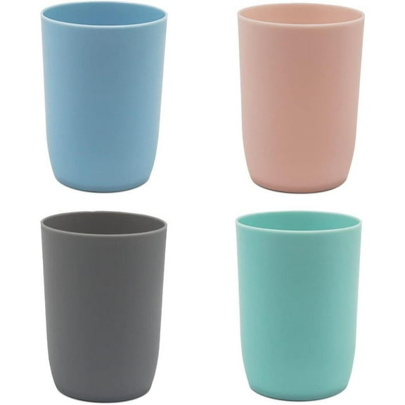 4 pack Bathroom Tumbler Toothbrush Cup 4 color Reusable Plastic Drinkware Drink Cup (2.8×3.7in) Beauty & Personal Care Round Coffee Line
