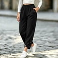 thumbnail image 6 of VBVC Women's Cropped Pleated Capri Pants , Side Button Lounge Trousers For Women , Ladies' High Waisted Pants with Pockets, *Black , XX-Large, 6 of 6