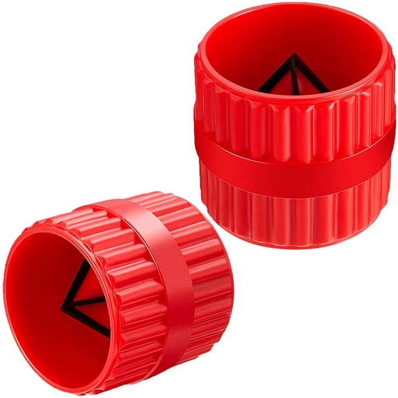 2 Pieces Red Inner-Outer Reamer Pipe and Tube Deburring Reamer Tubing Chamfer Tool for PVC/PPR/Copper(3/16-inch to 1-1/4-inch)