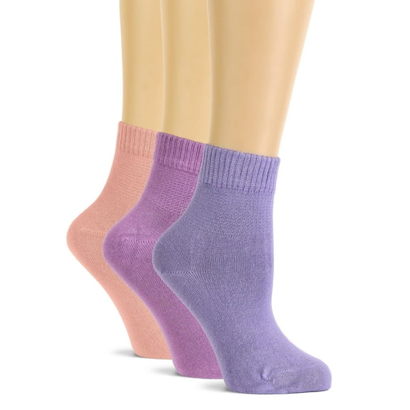 Womens Cute Ankle Bamboo Socks for All Seaons Home Office Everyday Use, Neutral socks for Granola Girls Clothes, Aster Purple-Lilac-Rose Cloud, 3 Pairs, Shoe Size:6-9