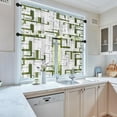 thumbnail image 2 of 36 Inch Kitchen Curtains Olive Green and Grey Geometric Abstract Art Window Curtains and Valances Set of 3, White Modern Art Background Short Tier Curtain for Kitchen Kitchen Decor, 2 of 5