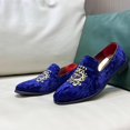 thumbnail image 4 of Men's Luxury Velvet Penny Loafers Shoes Embroidery Suede Dress Loafers Daily Boats Shoes for Party Wedding Prom, 4 of 13