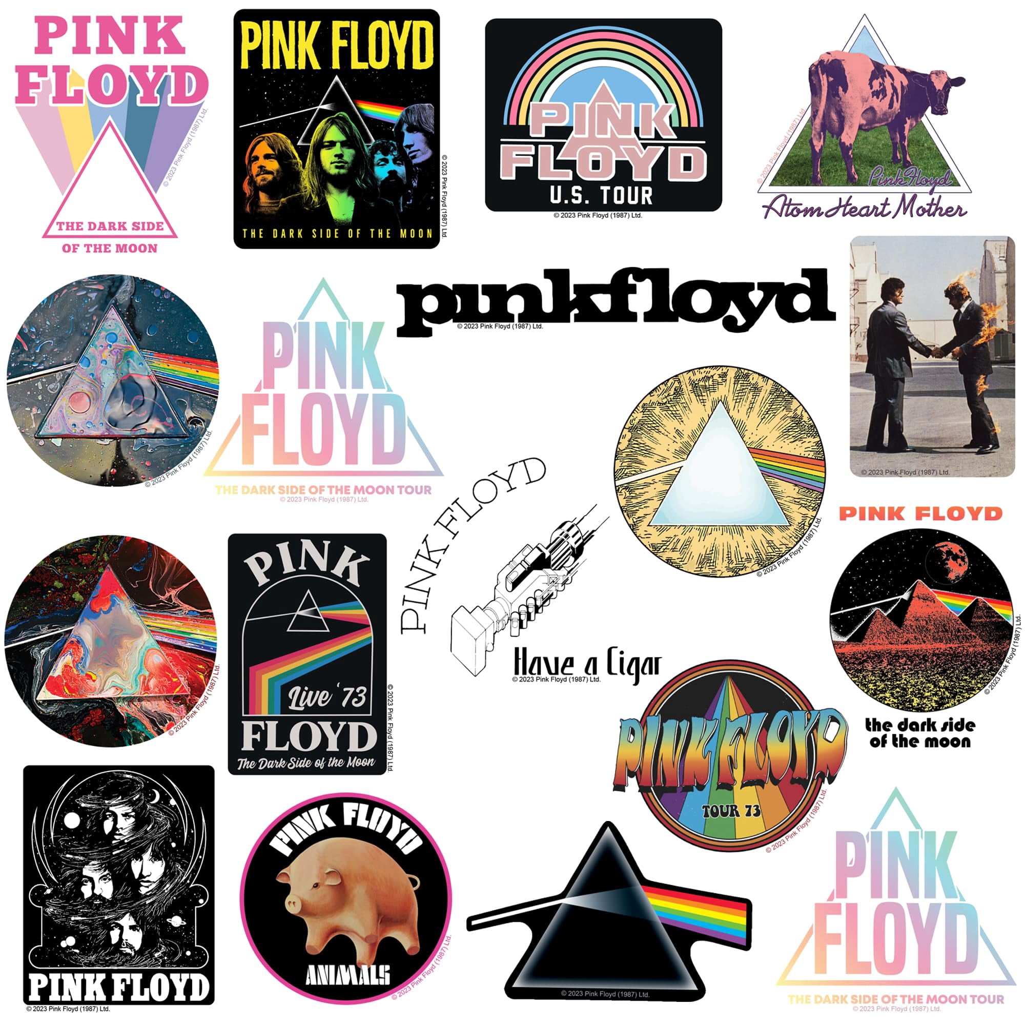 Pink Floyd 200ct Vinyl Large Deluxe Stickers Variety Pack - Laptop, Water Bottle, Scrapbooking, Tablet, Skateboard, Indoor/Outdoor