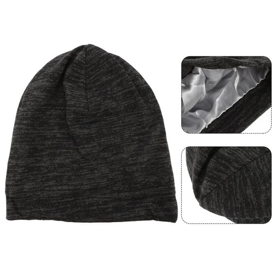 Supvox 1Pack Unisex Beanie Hat Satin Black to Reduce Friction and Prevent Knotting