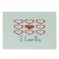 thumbnail image 1 of Romantic Cutting Board, Hand Drawn Style Red Hearts Set with Scribble with I Love You Lettering, Decorative Tempered Glass Cutting and Serving Board, Small Size, Vermilion Teal White, by Ambesonne, 1 of 1