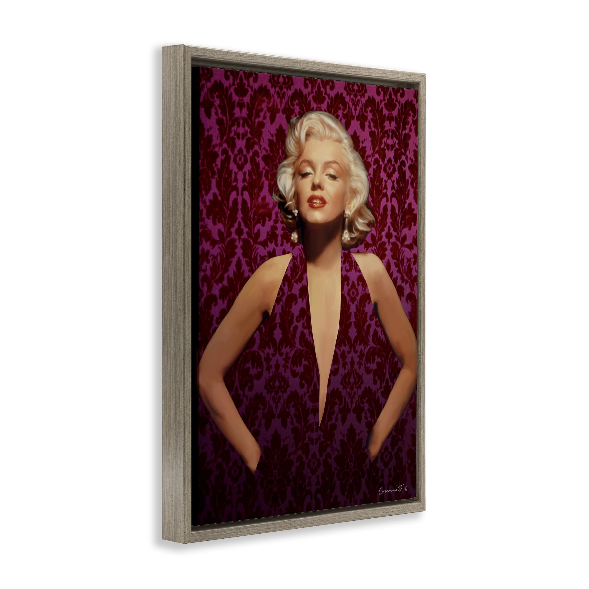 Stupell Industries Victorian Patterned Marilyn Novelty Painting Brown Floater Framed Art Print Wall Art, 21 x 31