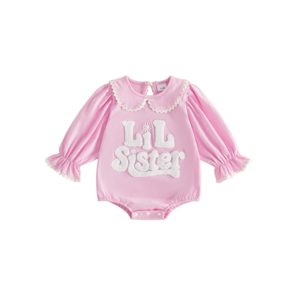 Cenuakty Girls Romper, Long Sleeve Crew Neck Embroidery Letters Fall Bodysuit