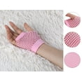 thumbnail image 2 of INSPIRE CHIC Women's Fingerless Mesh 1980s Fancy Dress Party Costume Accessories Fishnet Gloves Short-1Pair Pink, 2 of 5