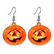 Halloween Craniums Earrings Women Glowing LED Skeleton Pumpkin Earrings Light Up Earrings Glow In The Dark Halloween Drop Dangle Earrings