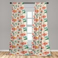 thumbnail image 4 of Ambesonne Spring Curtains, Peonies Watercolor Pattern, Pair of 28"x84", Dark Coral Petrol Blue, 4 of 5