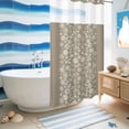 thumbnail image 5 of No Hook Shower Curtain, Japanese Shower Curtains for Bathroom with See Through Top Window, Grey Simple Traditional Flowers Leaves Pattern Waterproof & Washable Bath Curtain Small Stall 36"x78", 5 of 9
