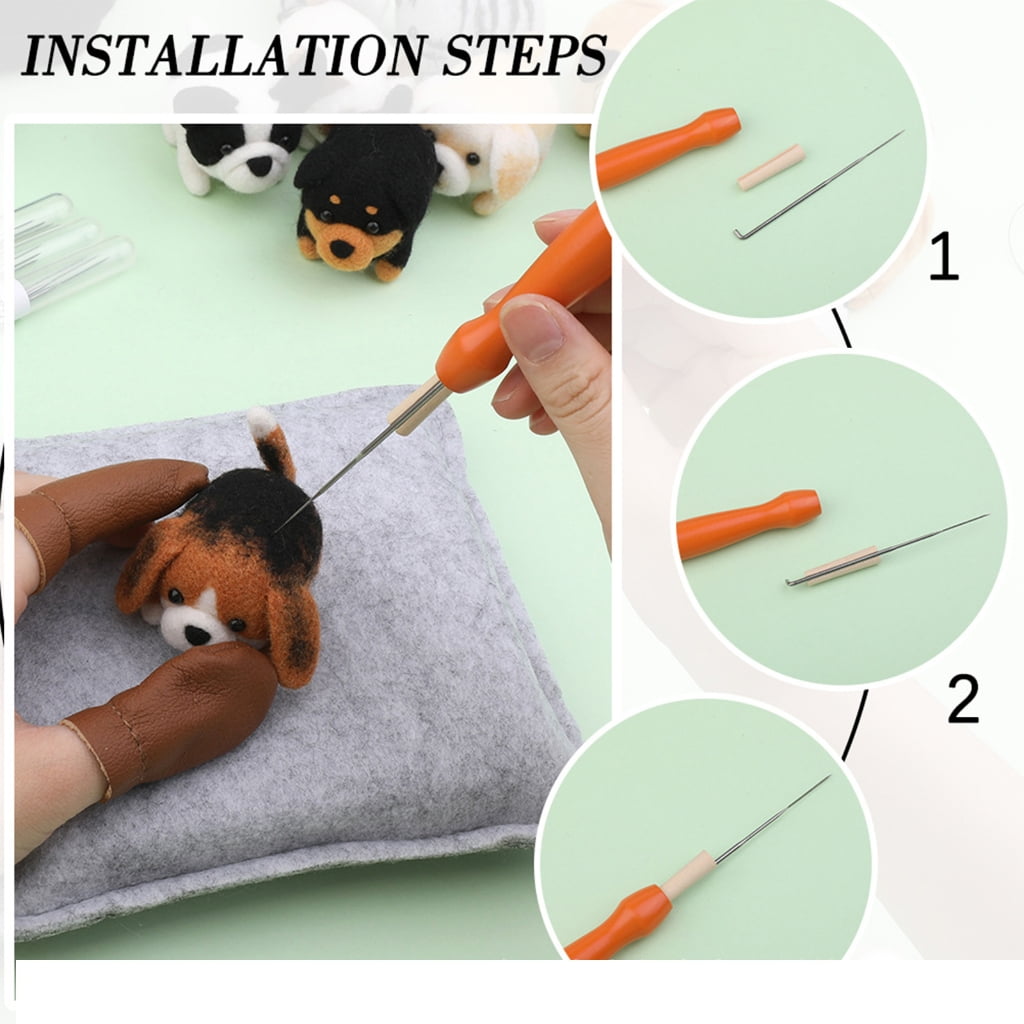 Wool Felting Tool with Needle Instruction Wool Roving Finger Cots Wood HandleAn1ma1Needle Felting Supplies, Beginner Wool Felting Supplies