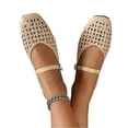 thumbnail image 6 of CIENVNSTG Woven Mesh Round Toe Hollow Out Ballet Flats for Women Buckle Strap Dress Casual Flat Shoes for Daily Outdoor and Summer Wear Beige 37, 6 of 7