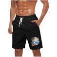 thumbnail image 2 of VgaVtl Mens Shorts Sports Shorts for Men Big and Tall Regular Graphic Drawstring Hawaii Casual Shorts,Black XL, 2 of 5