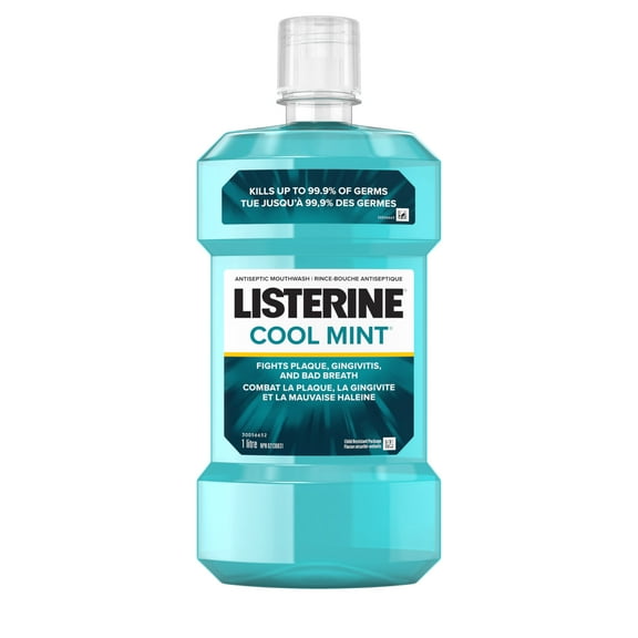 Listerine Cool Mint Antiseptic Mouthwash, Essential Oils Menthol, Thymol, Eucalpytol - Plaque, Bad Breath, Gingivitis 1 Litre