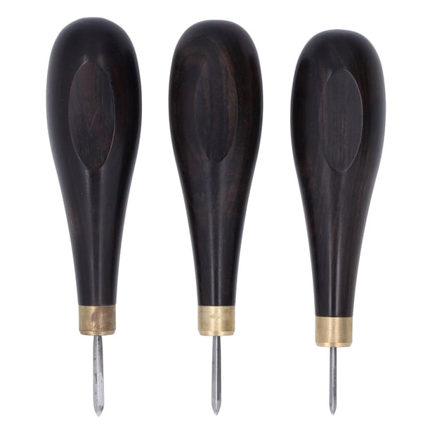 3 punzones de costura artesanal de cuero con penetración fuerte de 3 mm, 4 mm y 5 mm, mango de sándalo rojo, herramientas de costura para bricolaje de cuero.