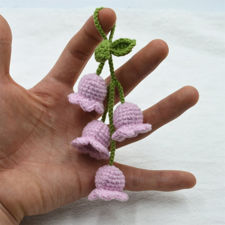 Ciondoli Specchietto Auto A Forma Di Mughetto - Lavorati A Mano - Bianco E Rosa - Set Di 2