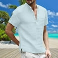 thumbnail image 2 of Men's Solid Color Casual Button Down Short Sleeve Blouse - Lightweight Polyester, Relaxed Fit, Machine Wash - S-XXXXL, 2 of 5
