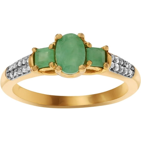 Brinley Co. Women's Emerald Topaz 14kt Gold over Sterling Silver Accent Fashion Ring