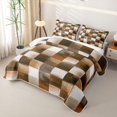 thumbnail image 3 of Homewish Watercolor Checkered Quilt Full,Vintage Aesthetic Full Bedspread Sets,Brown,3-Piece, 3 of 7