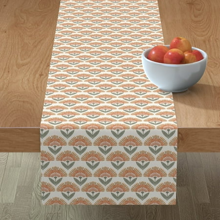

Cotton Sateen Table Runner 72 - Sunset Blooms Earth Tones Flowers Leaves Floral Geometric Summer Golden Print Custom Table Linens by Spoonflower