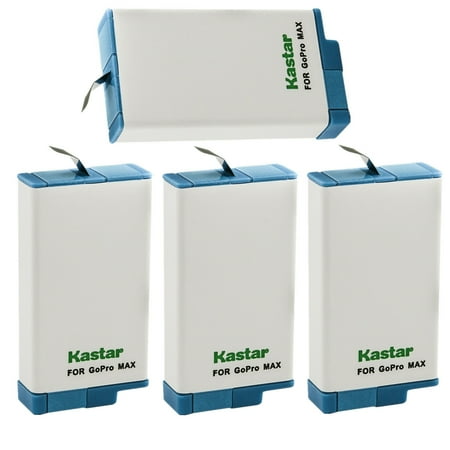 Kastar 4-Pack Battery Replacement for GoPro Max SPCC1B ACDBD-001 ACBAT-001 ACCBAT-001 CHDHZ-201 CHDHZ201 Battery and GoPro MAX 360 Waterproof GoPro MAX 360 Degree 5.6K GoPro Max 360 Action Camera