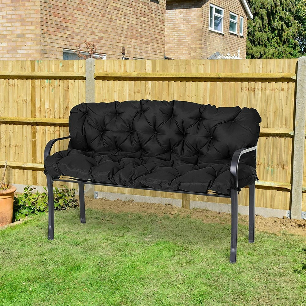 Topcobe 59" x 38" Tufted Bench Cushion for Outdoor Furniture, 3-Seater Replacement for Swing Chair, Patio Sofa/Couch, Patio Cushions for Outdoor Backyard Garden Porch, Black