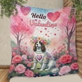 thumbnail image 3 of Hello Valentine’s Day English Springer Spaniel Flower Crown Romantic Pink Floral Quilt Blanket Springers Dog Lover Gifts Cozy Comforter Throw Blanket - 00031, 3 of 5